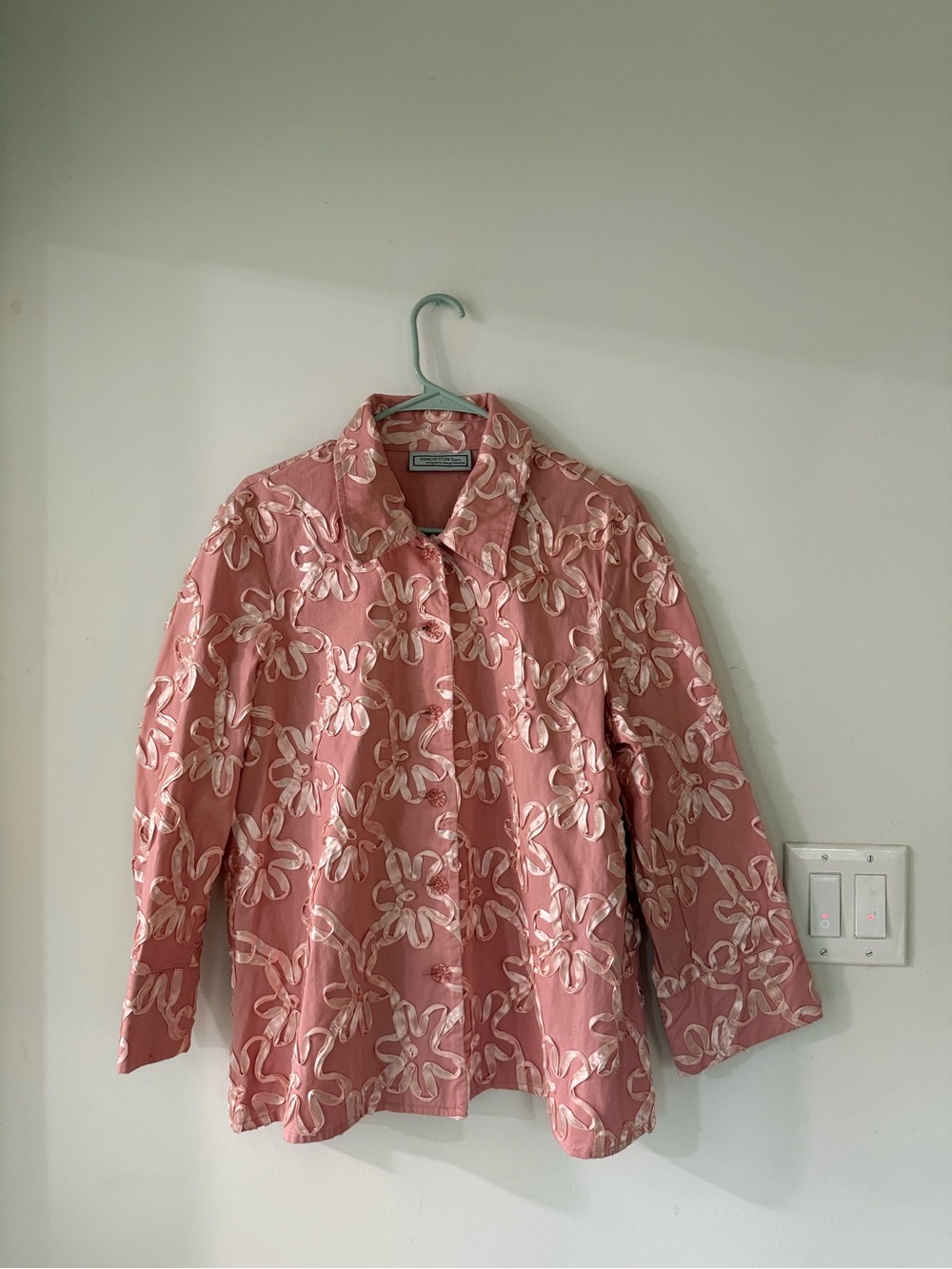 Women’s Simonton Says Jacket Pink Ribbon Design Collared with Buttons